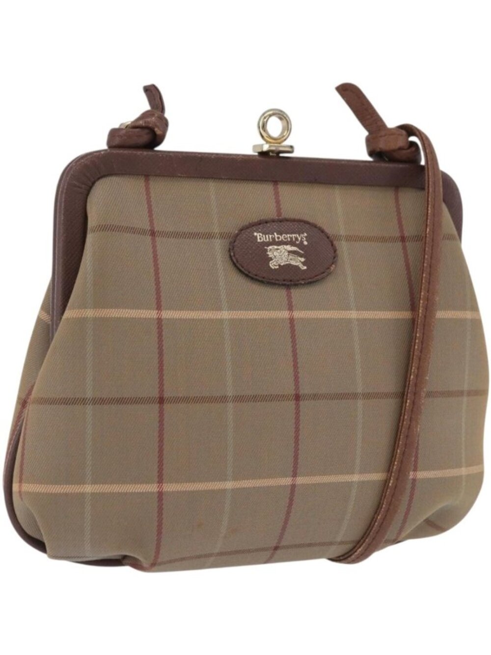 Burberrys Nova Check Shoulder Bag Canvas Beige Gold